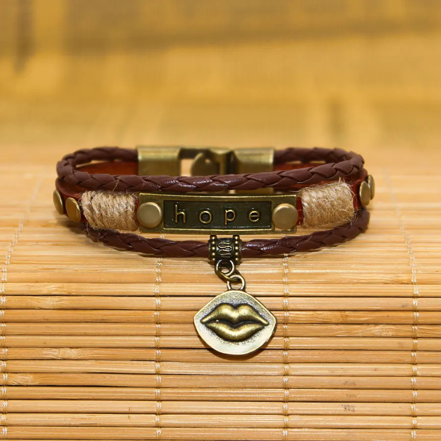 Wbo483 Новые плетеные высококачественные бронзовые браслеты с буквами из воловьей