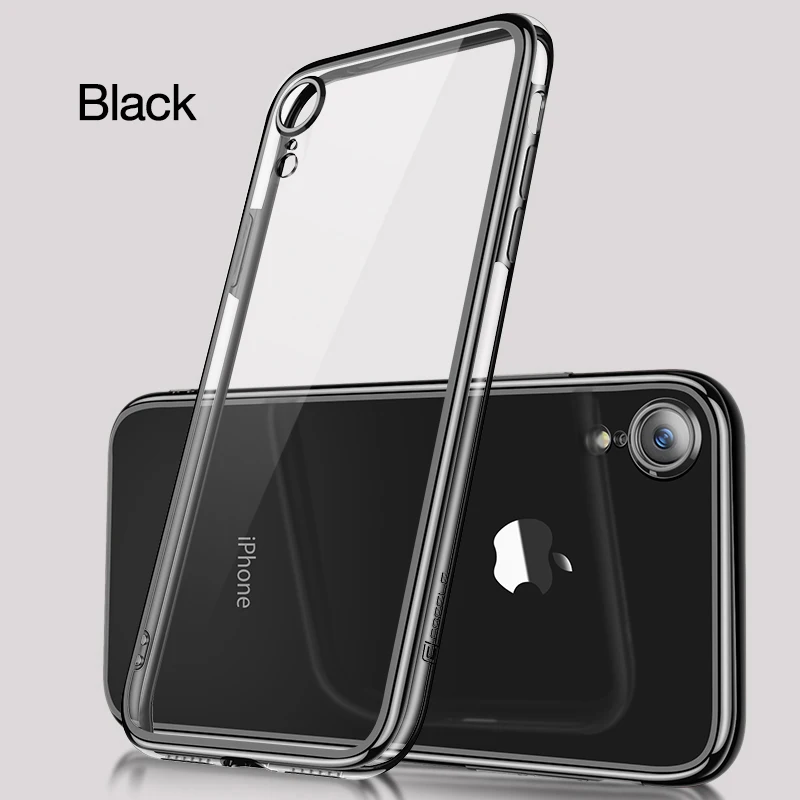 Новейший CAFELE чехол с покрытием для iPhone Xr Xs Max 7 8 plus, мягкий ТПУ ультратонкий смешанный силиконовый прозрачный блестящий чехол для iPhone 7 - Цвет: Black