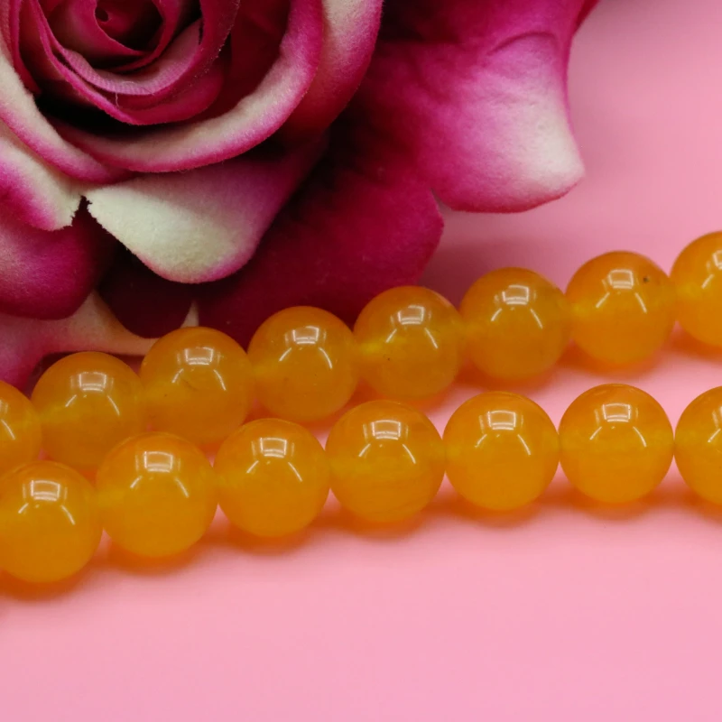 

Yellow chalcedony round 10mm loose beads 15" DIY stone suitable women jewelry making design bracelet necklace wholesale