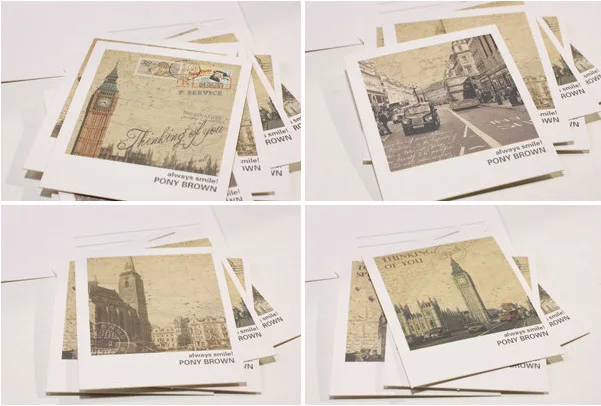 40pcs/lot &quotvintage World landscape greeting cards&quot Christmas birthday message Thank you gift cards YH-1076 | Дом и сад