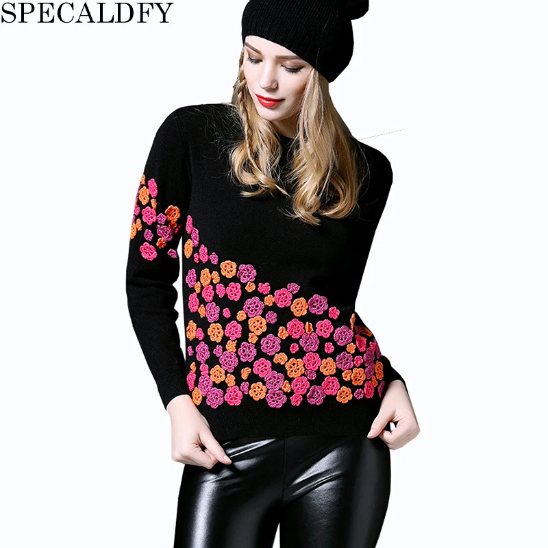 Luxury Brand Designer Runway Sweaters Autumn Winter Sweater Women 3D Floral Appliques Embroidery Pullover Jumper knitwear | Женская