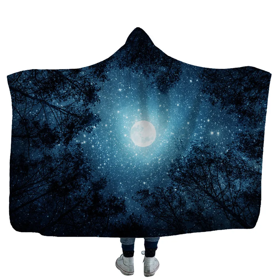 

SOFTBATFY Sky Starry Hooded Blanket Fleece Throw Blanket Dropshipping