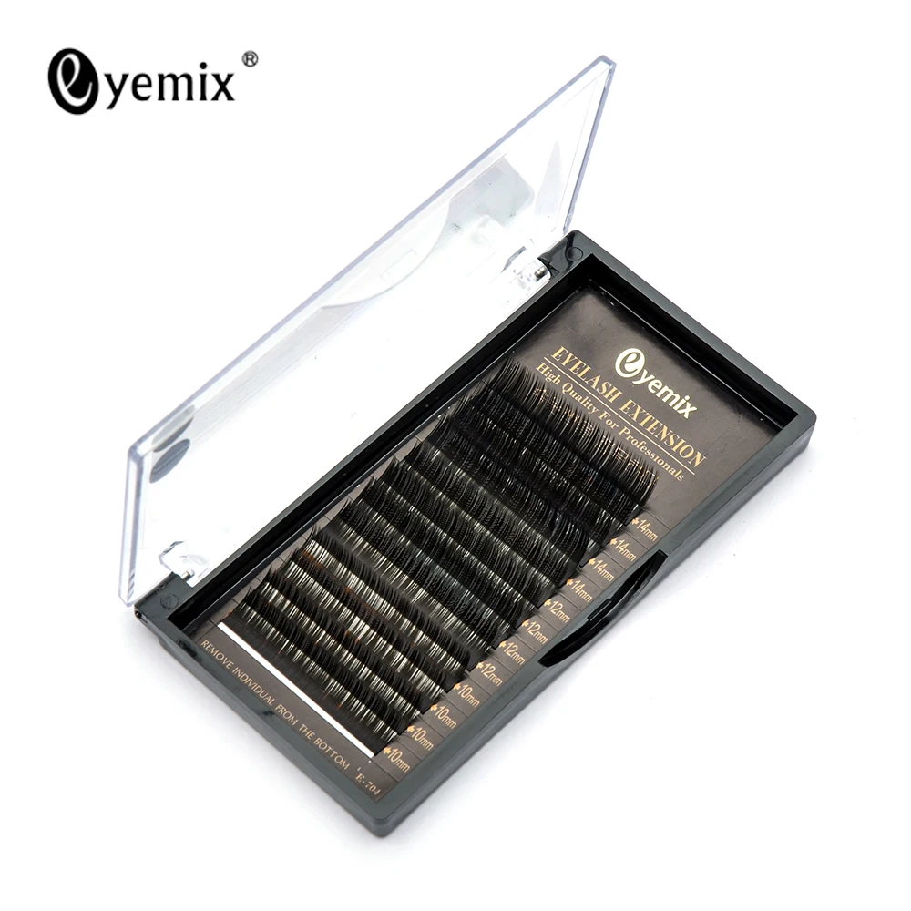 Eyemix C Curl Synthetic lash individual eyelashes extension fake false 12 lines a tray Brown Blue lashes | Красота и здоровье