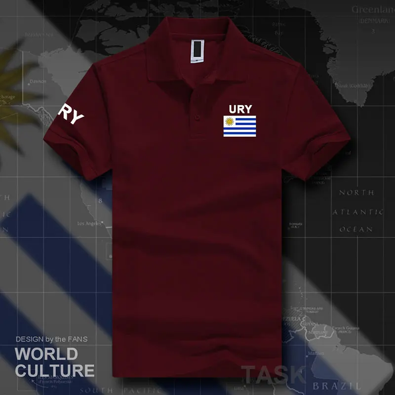 Uruguay, мужские рубашки поло, короткий рукав, белые, брендовые, с принтом, для страны, хлопок, Национальный флаг, новая мода - Цвет: polo-Maroon