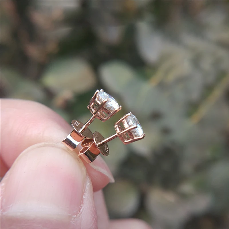 Подлинные 18 К желтое золото 6 зубец 1Ctw 6,5 мм DF цвет Лаборатория Grown Moissanite алмазные серьги для женщин