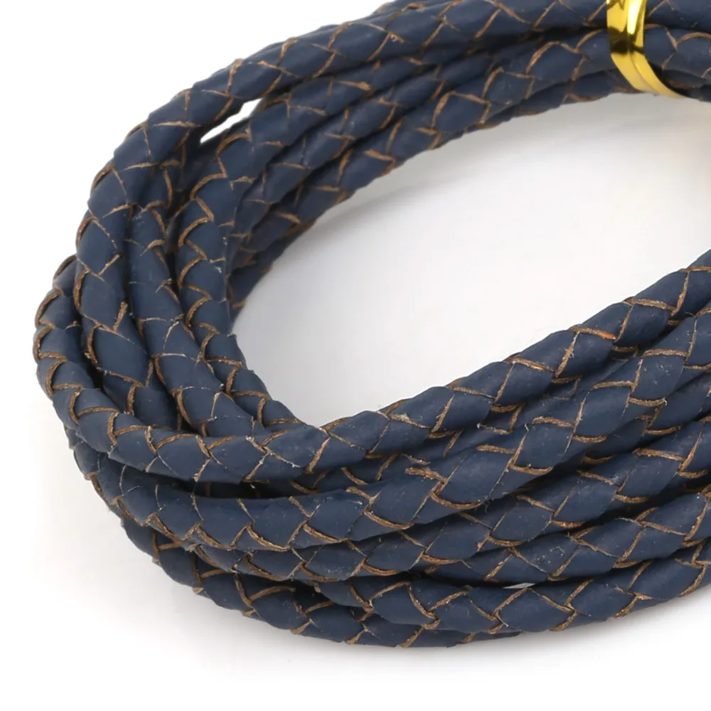Hot Sale Multi Color 4mm 2m/pcs Round Leather Cord Real Rope String for Bracelet Necklace Jewlery Material Supplies | Дом и сад