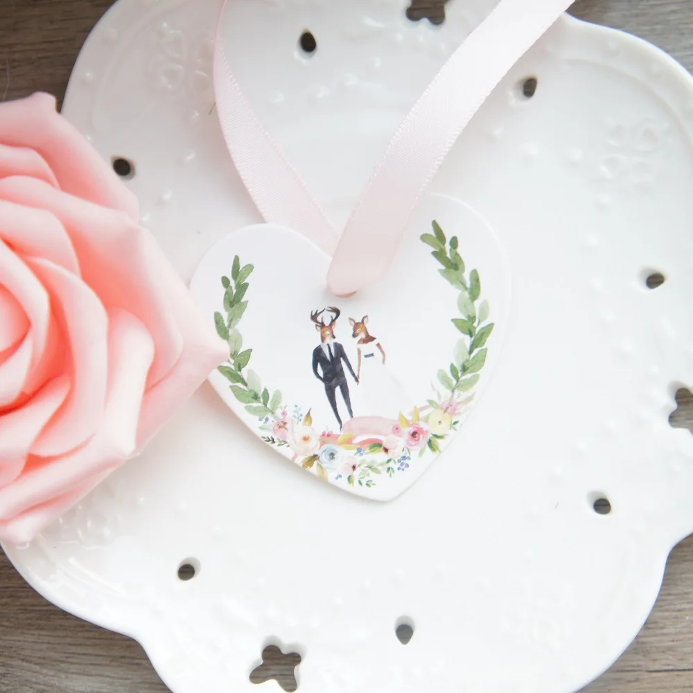 MR & MRS deer merry 50 шт. бумажные этикетки в форме сердца декор для упаковки бирка