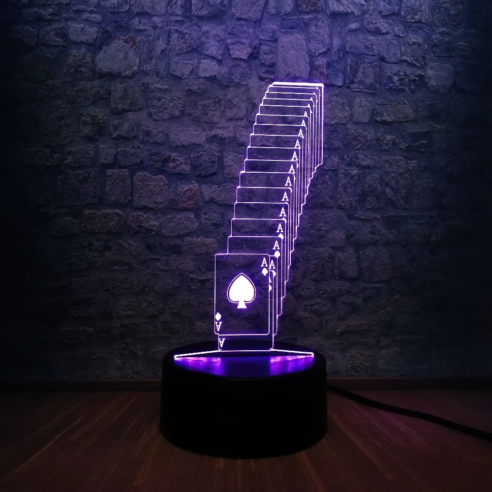 Creative Color Night Light 3D LED USB Magician Decorated Poker Spades A Bedside Table Lamp Decor Children Kids toy | Освещение
