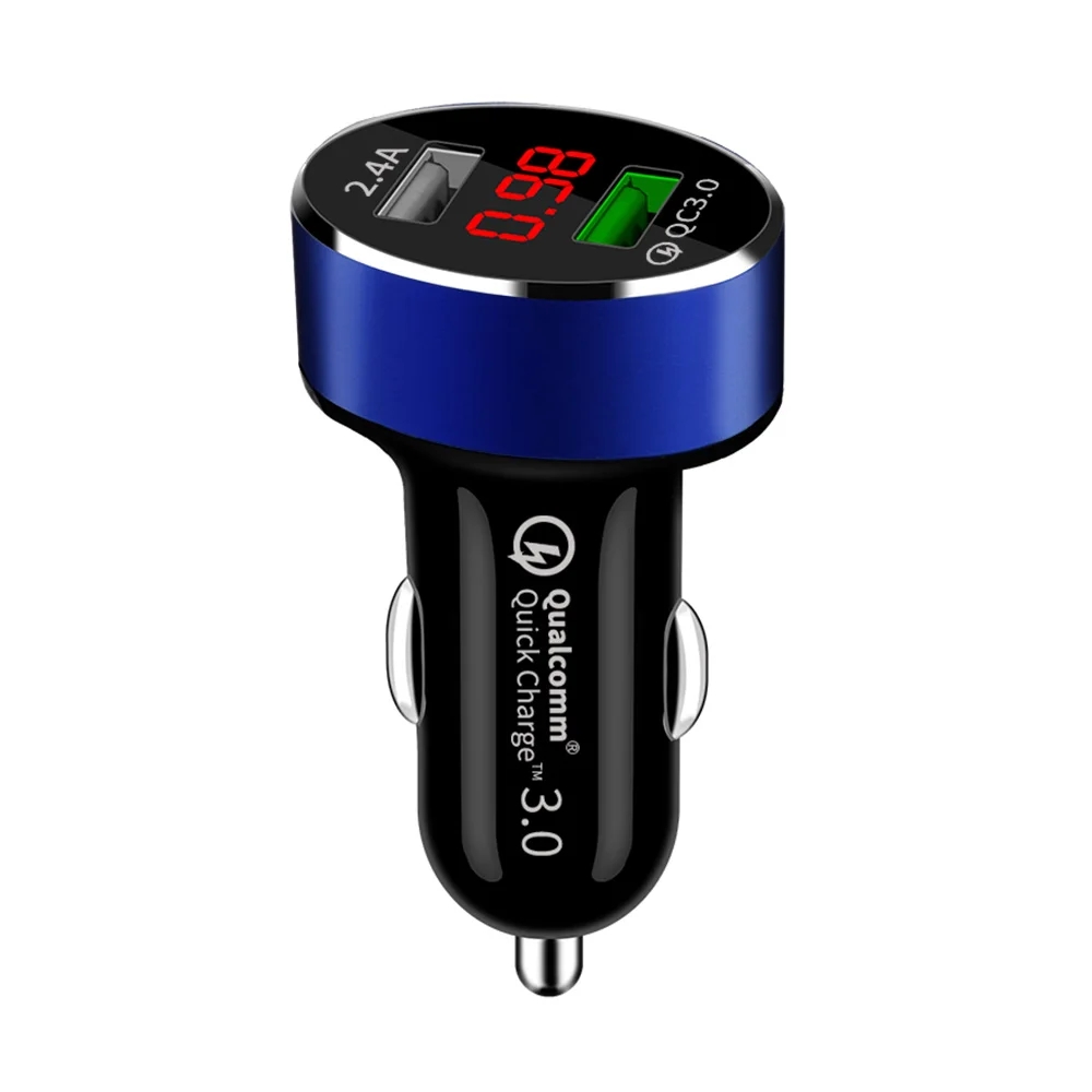Автомобильное зарядное устройство Quick Charge 3,0+ 3.1A USB быстрое зарядное устройство для телефона Алюминиевый светодиодный дисплей QC 3,0 Автомобильное зарядное устройство для Xiaomi iPhone samsung и т. Д