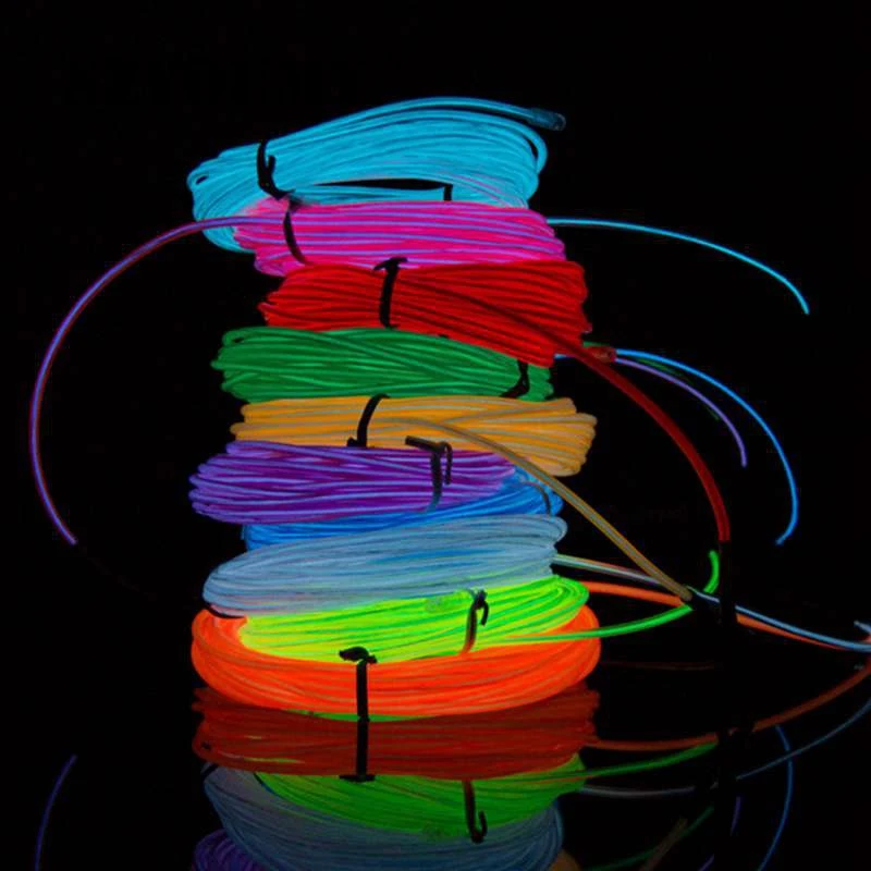 

SZYOUMY Flexible Neon Cold Light String EL Wire Tube Rope 1m 2AA Battery Powered LED Light With Controller For Wedding Party Dec