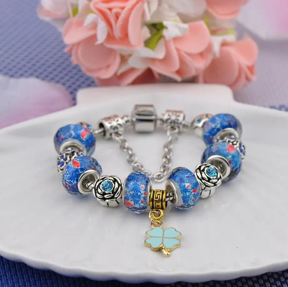 2017 синий прозрачный стеклянные украшения из бисера DIY Джокер макропористые бусы