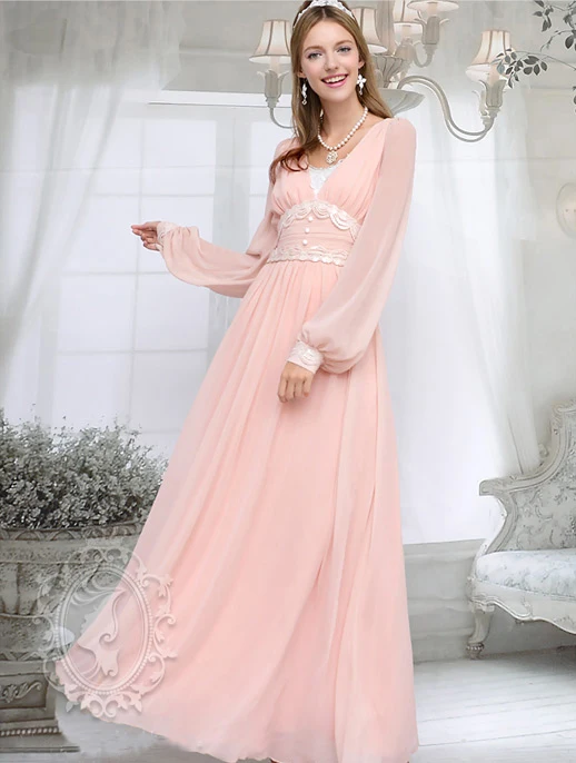 Новое Элегантное мусульманское платье Длинные рукава торжественное шифоновое