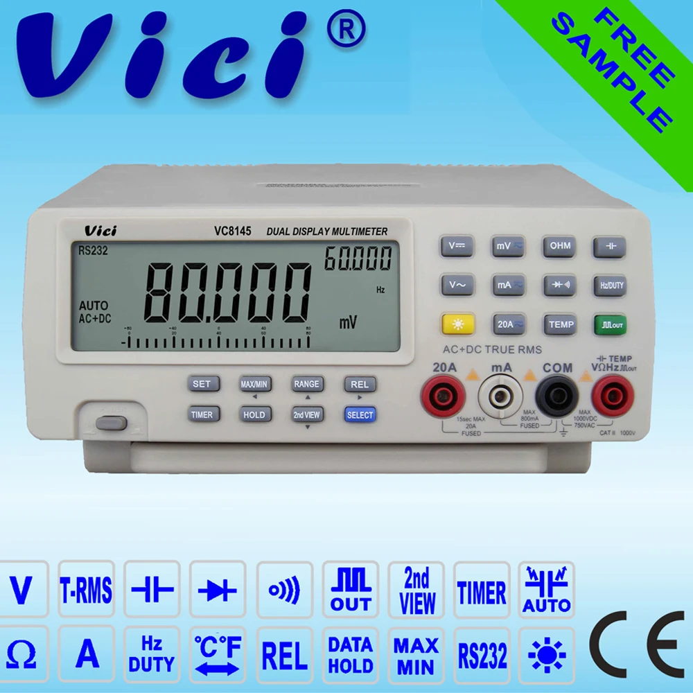 VC8145 4 7/8 скамья верхний мультиметр 1000 V 20A 80000 отсчетов цифровой тестер с