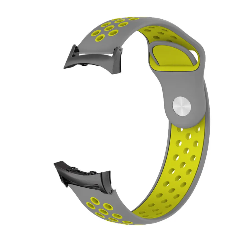 gray yellow Для samsung gear Fit2/gear Fit 2 Pro ремешок силиконовый Смарт-часы спортивный ремешок ouble цвет мягкий дышащий ремень ремни с адаптером - Цвет: gray yellow