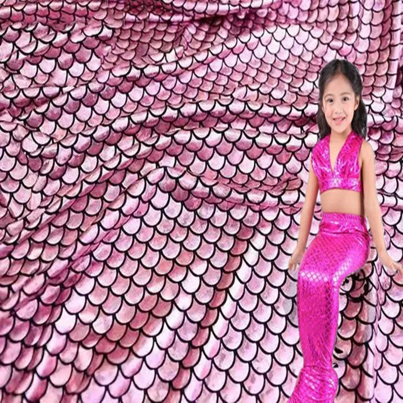 pink Meetee 50/100 см Ширина 150 см с позолоченном тиснением в виде рыбьей чешуи ткань спандекс для сцены платье Женская одежда деко изделия для шитья аксессуар - Цвет: pink