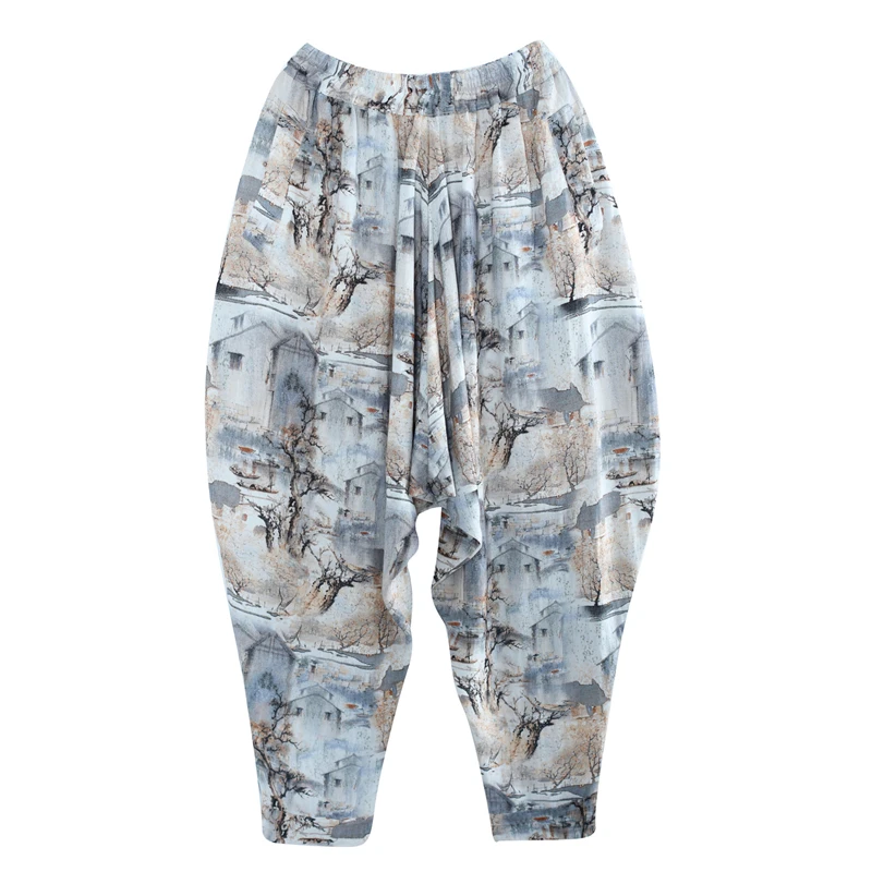 Cotton Linen Crotch Pants Casual Men Long Trousers Male Cross Joggers Bottoms Pantalon Homme Broek Mannen | Мужская одежда