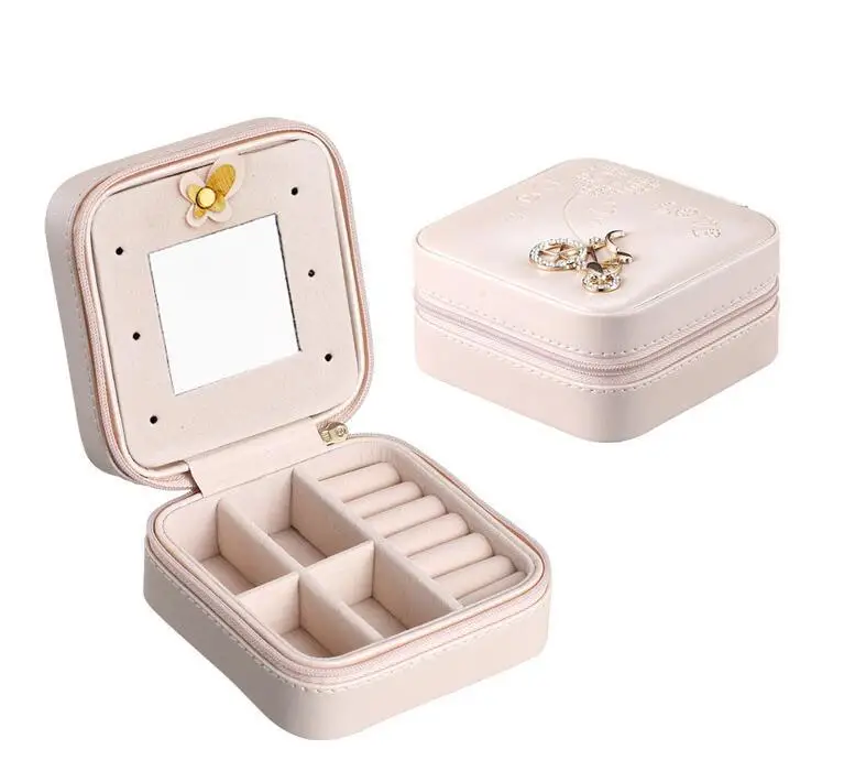 Маленькая дорожная портативная шкатулка для украшений из искусственной кожи