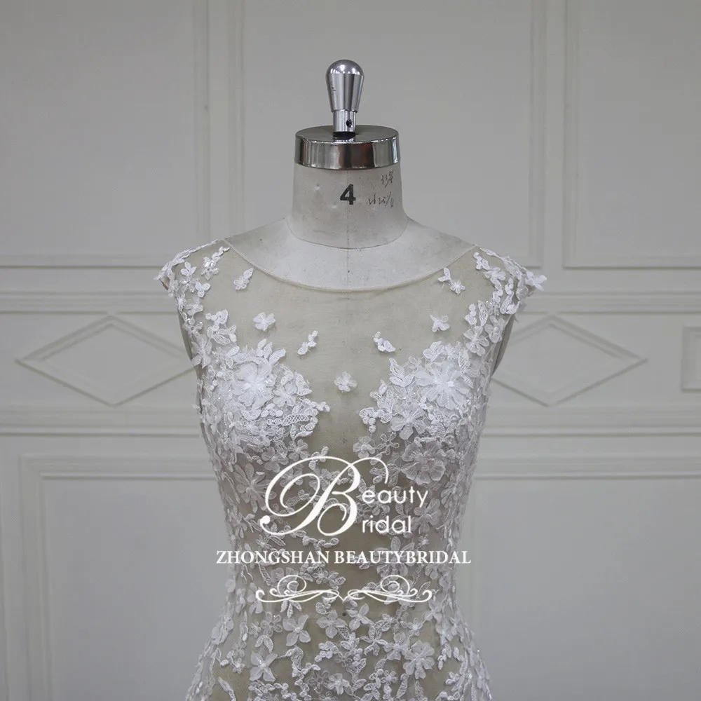 Vestidos de Noiva Mermaid Wedding Dress 2019  Wedding Dresses Royal Train Cap Sleeve Vestido de Noiva Casamento XF17015