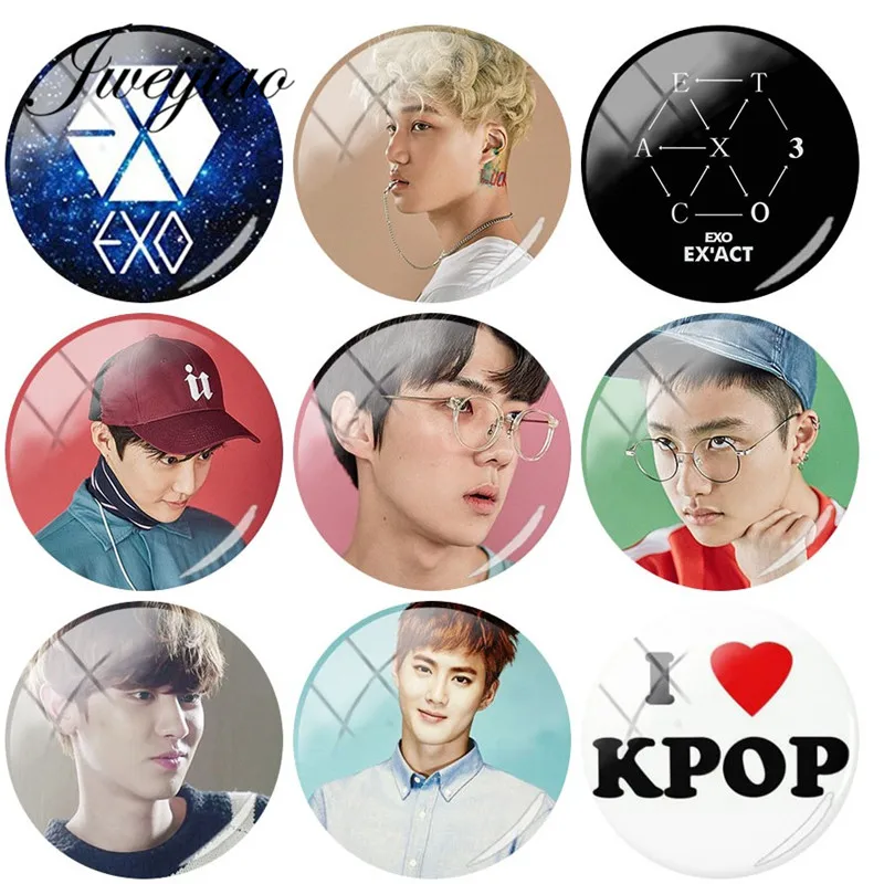 JWEIJIAO 2019 Kpop EXO Boys группа альбом стеклянный кабошон фото купол демонстрация плоская