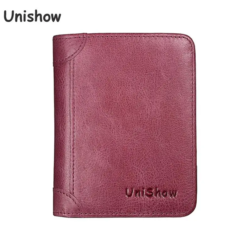 Unishow Женский кошелек из натуральной кожи короткий брендовый дизайнерский женский кожаный кошелек маленький женский кошелек Тонкий женский кошелек держатель для карт