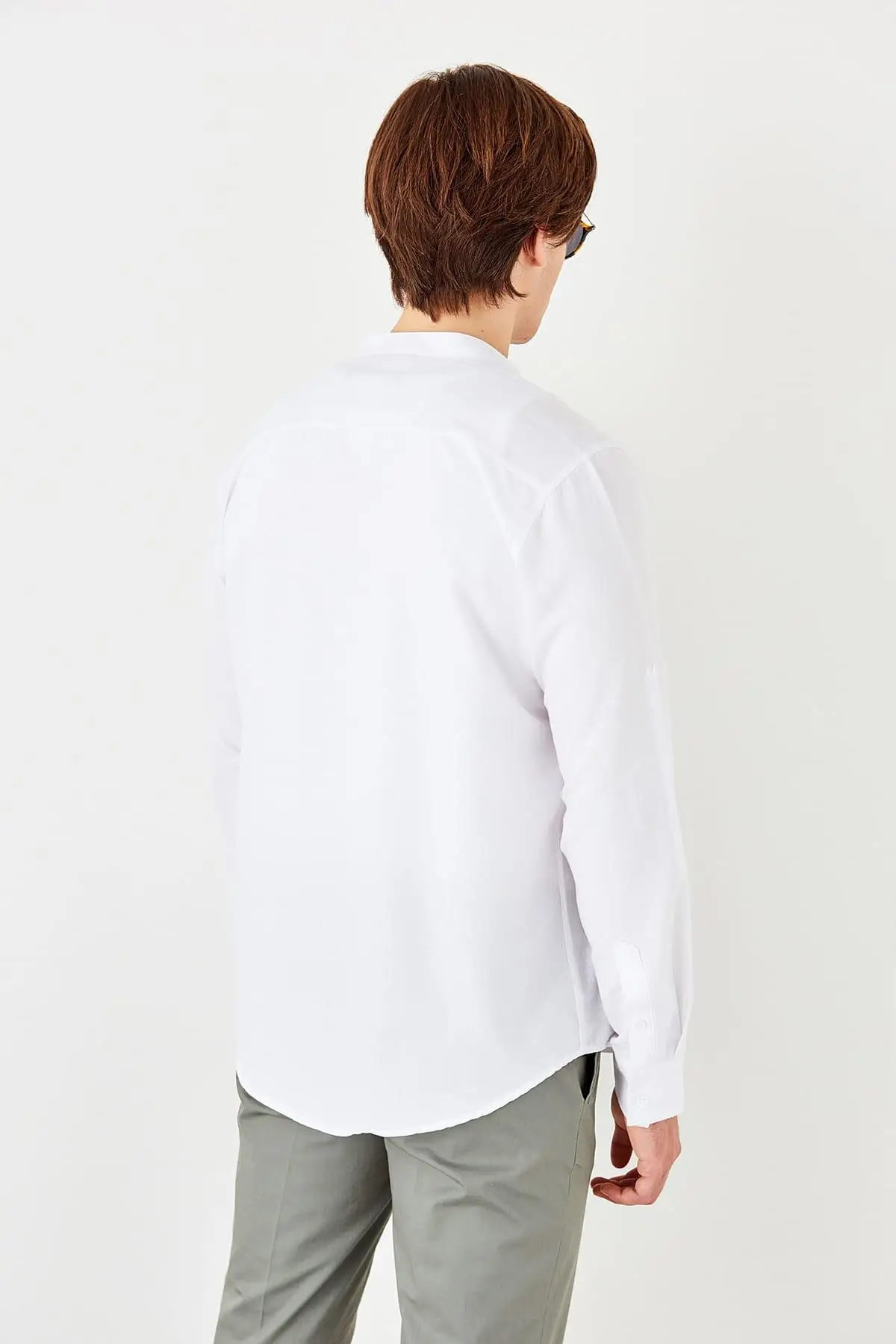 Trendyol белая мужская с вырезом лодочкой Pat Six Ekstraforlu длинным рукавом Slim Fit новая