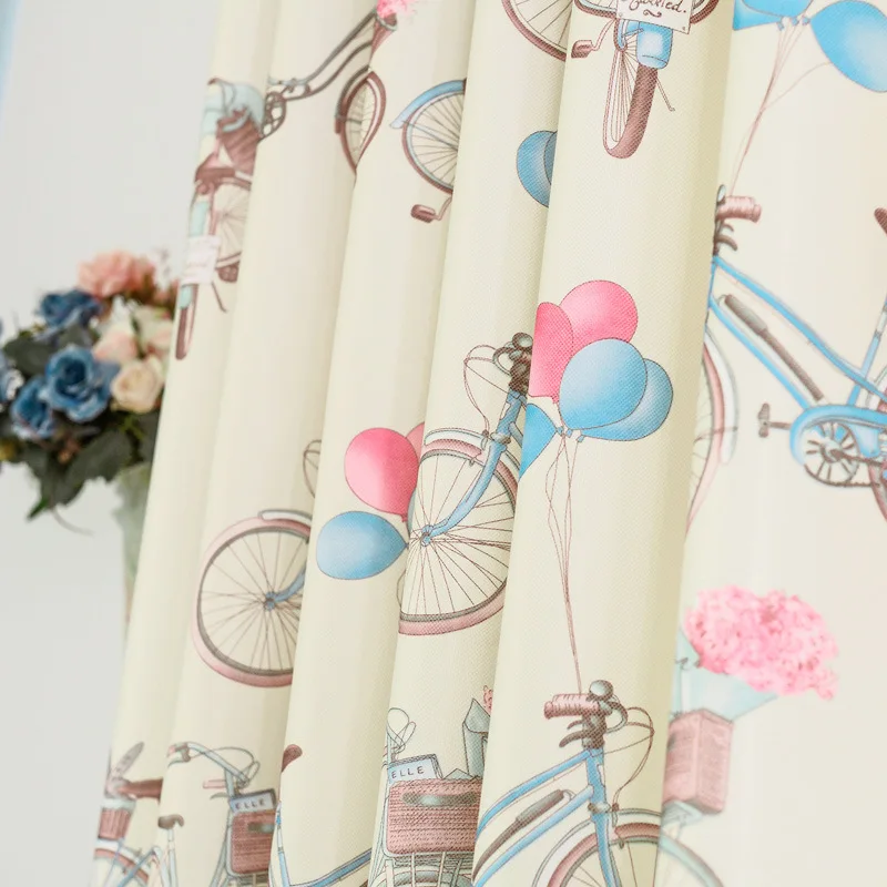 Мультяшные средиземноморские шторы для детской спальни велосипедные