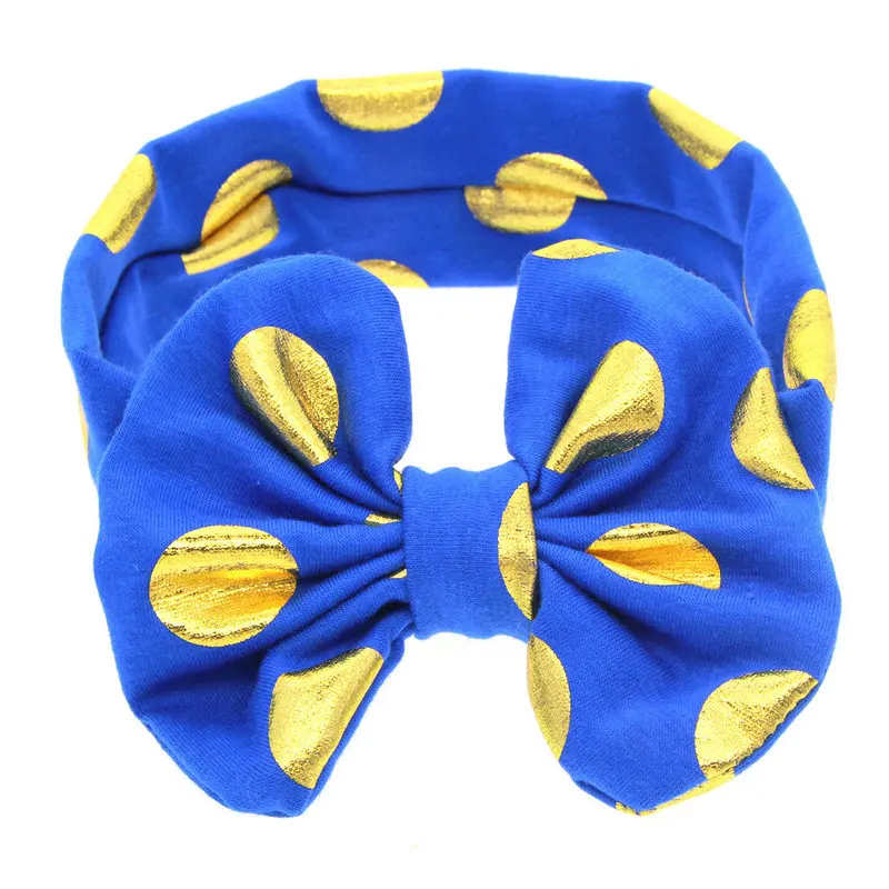 Royal Blue 10 шт./партия, ободок с бантом в Золотой горошек для маленьких девочек - Цвет: Royal Blue