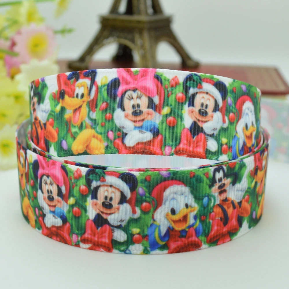 DUWES 7/8&quot 22mm 2 5 10 20 50 Yards Christmas flowers Printed grosgrain ribbon hai rbow DIY handmade |