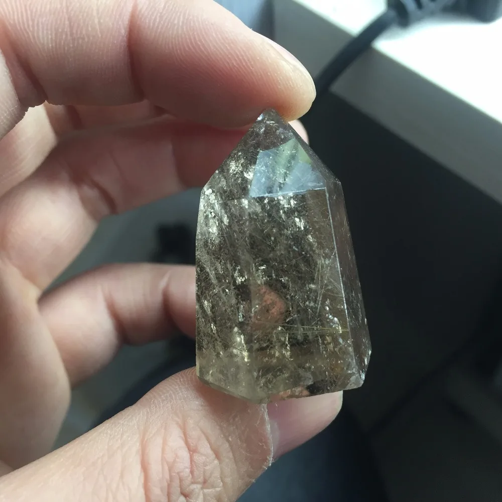 34 г натуральная кристаллическая Массажная палочка рутилированная кварцевая для
