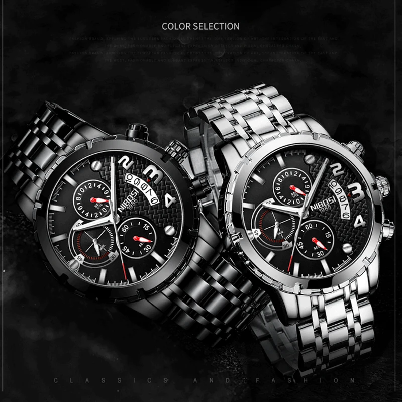 NIBOSI Reloj Hombre 2019 мужские часы лучший бренд класса люкс Хронограф Спортивные