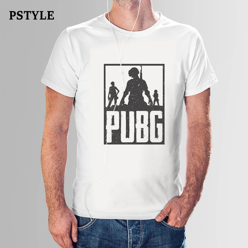 PUBG игровая Мужская футболка с рисунком короткий рукав летняя круглый вырез белая