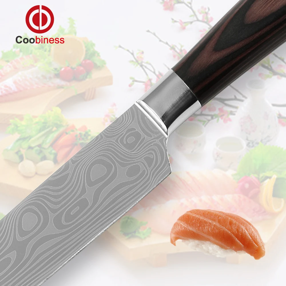 XYJ 5 inch santoku knife fine quality stainless steel kitchen laser Damascus veins blade very sharp tools new arrival | Дом и сад