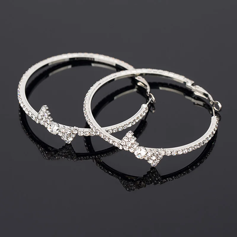 Earring crystal bow big circle earrings hoop 2016 for women #E090 | Украшения и аксессуары