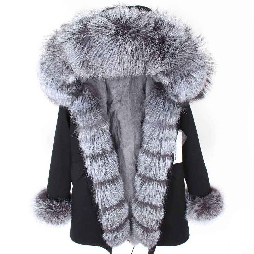 

Real Rabbit Fur Liner Long Parka Winter Jacket Women Parkas Real Natural Fur Coat Women's jacket Women's coat