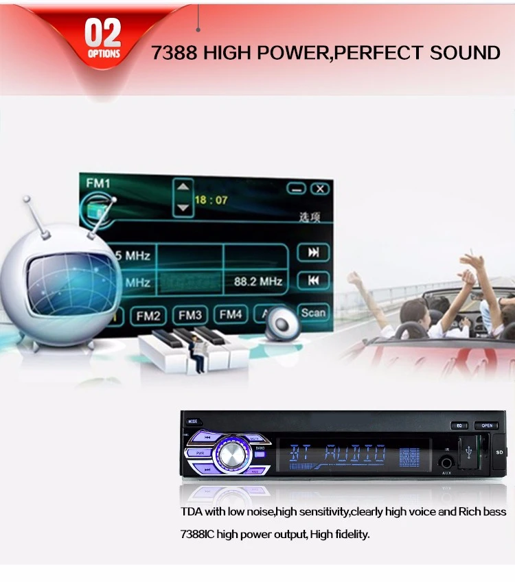 Автомагнитола MP5 MP4 плеер 7 ''дюймовый 1 DIN HD сенсорный экран стерео FM/USB/TF/AUX Зеркало Ссылка Авторадио вход радио кассетный плеер