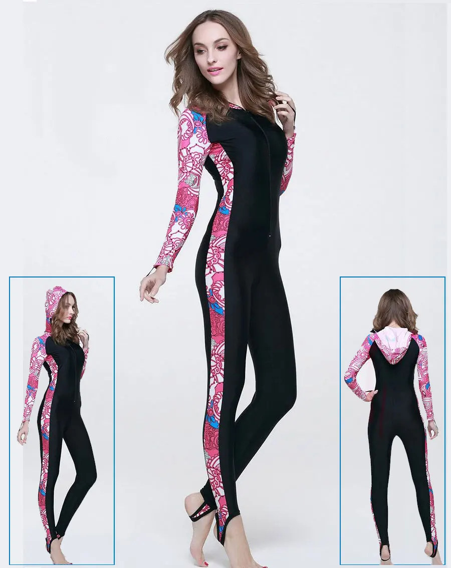 Костюм для дайвинга из лайкры и нейлона цельный с капюшоном защиты от солнца 2017 |