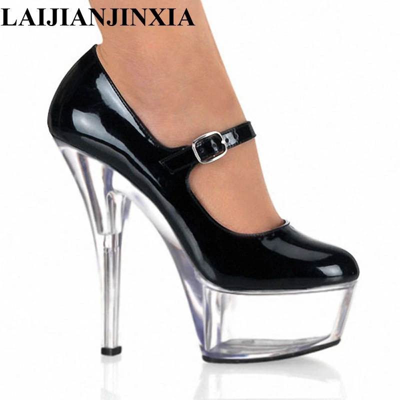 15cm Spring Sexy Black High Heels Night Club Party Queen Dance Shoes Platform Pumps Women Dress Dance Pumps Shoes