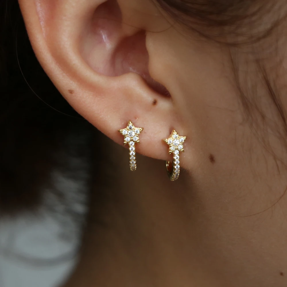 Новинка года Стад micro pave cz звезда серьги одежда высшего качества с фабрики элегантность прекрасная девушка Рождество для