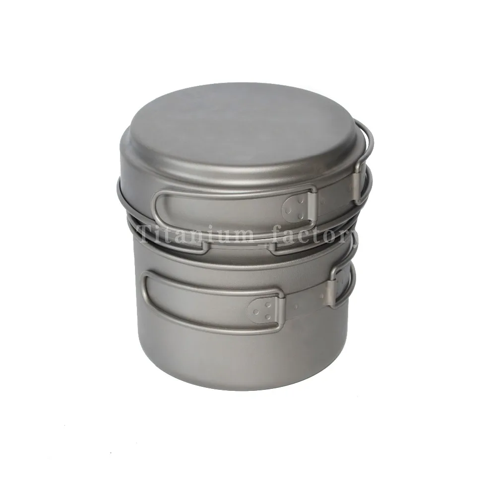 売却 2016 屋外のキャンプ超軽量調理チタンポットチタン調理器具セット