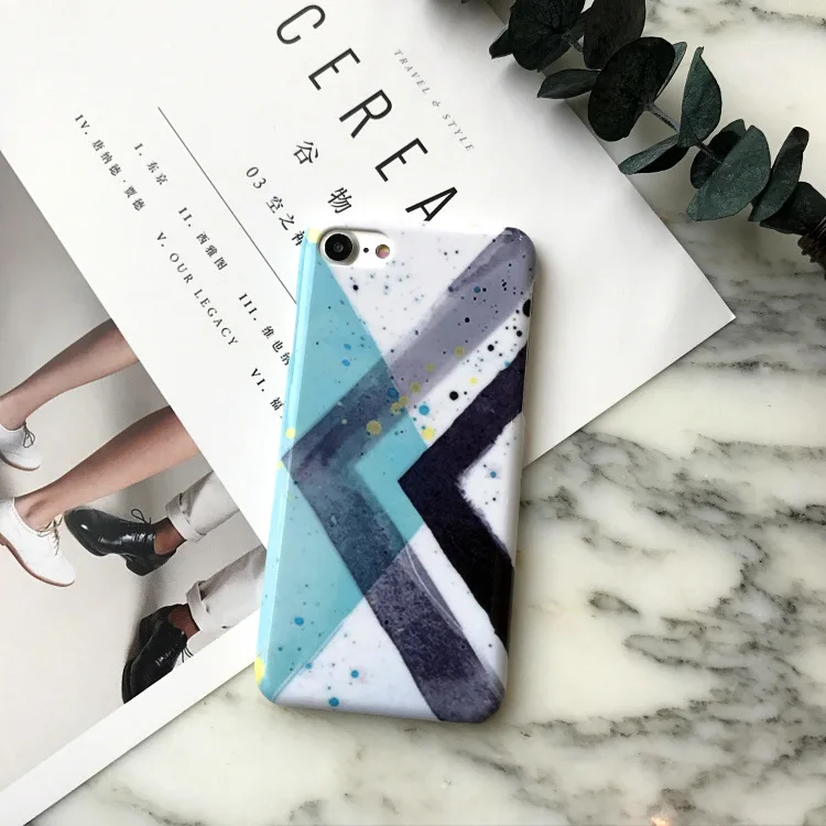 Fashion Marble Phone case For iPhone 7 6 6S Plus geometric lines PC Hard Cover Back Capa Coque Fundas | Мобильные телефоны и