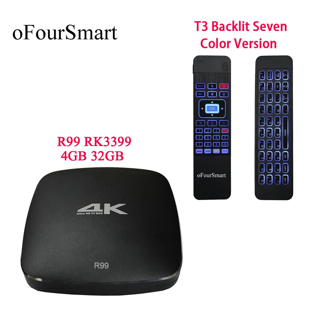 R99 4 К Android 7 1 ТВ коробка ГБ + 32 двухдиапазонный Wi Fi DLNA с T3 C Цвет подсветка Air