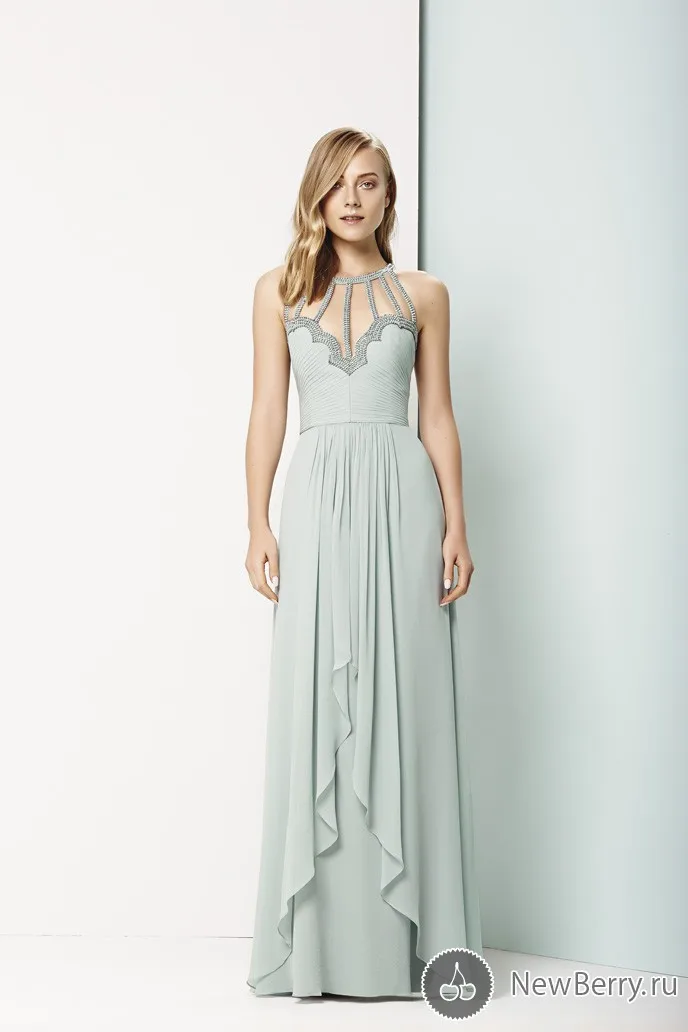 12Long Evening Dresses O Neck Vestidos De Festa A Line Off The Shoulder Vestido Longo Sleeveless Chiffon Floor Length | Свадьбы и