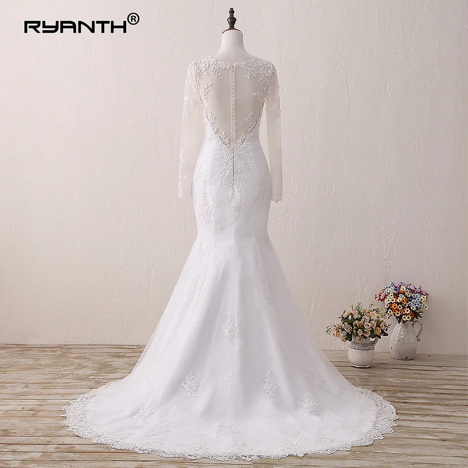 Женское кружевное свадебное платье Русалка с длинными рукавами Vestido de Novia
