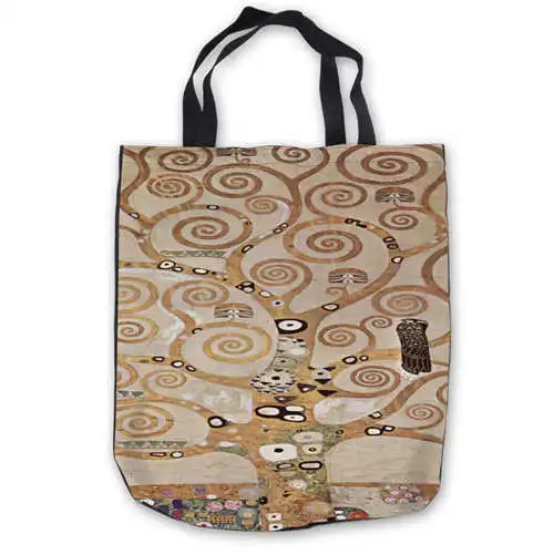 Tote Bags Пользовательские холст gustav-klimt-the-kiss сумка сумки повседневная хозяйственная сумка пляжные сумки Складная 180911-03-23 - Цвет: Tote Bags