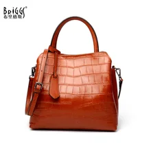 BRIGGS Alligator Genuine Leather Bag Female Famous Brands Luxury Women Casual Tote Designer Shoulder Messenger Bags For Lady