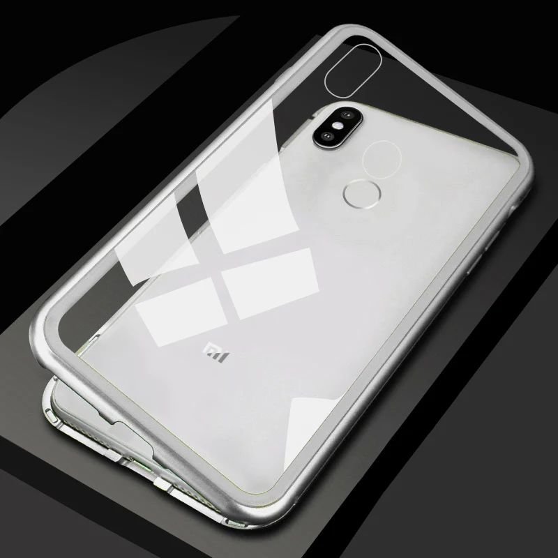 Silver Магнитный адсорбционный чехол для Xiao mi Red mi note 5 7 6pro чехол для телефона xaomi mi 8 A2 lite Магнитный бампер задняя крышка из закаленного стекла - Цвет: Silver
