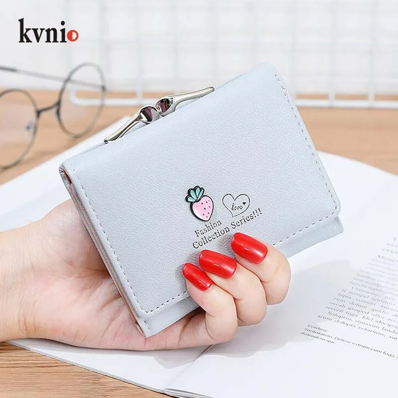 KVNIO 2018 маленький кошелек для карт женский с украшением в виде клубники корейский