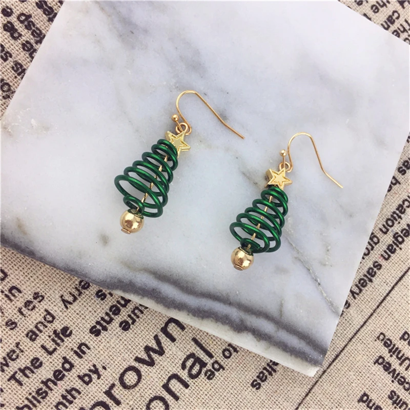 DoreenBeads висячие серьги золотого цвета зеленая Рождественская елка звезда модные