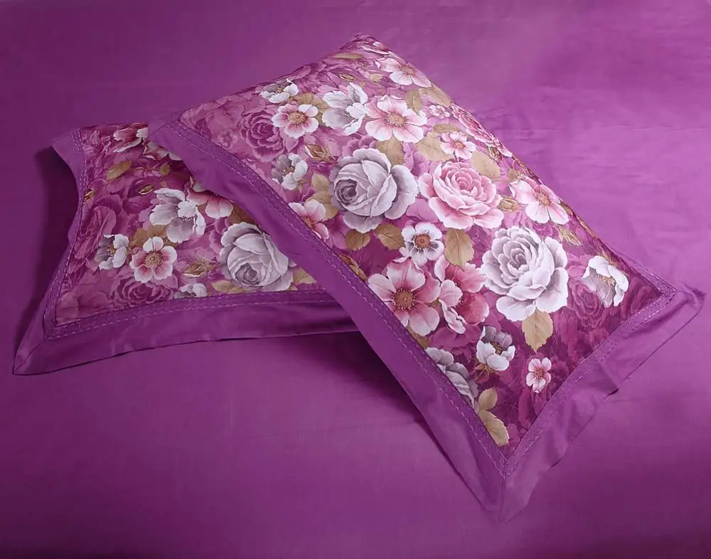 2019 Модные фиолетовые цветы жаккардовые шелковые хлопковые постельное белье