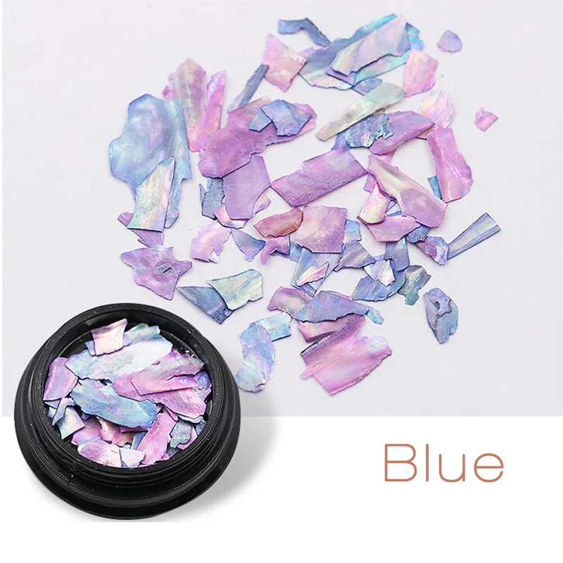 blue 1pot нерегулярная Русалка сломанная оболочка блёстки декорация для ногтей градиент украшения натуральный Абалон ломтики 3d Маникюр УФ гель DIY горячий - Цвет: blue